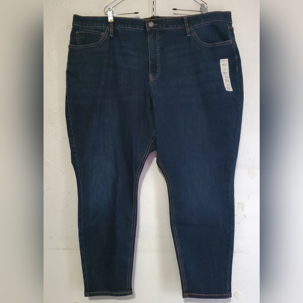 AVA & VIV Women Blue Denim Skinny Jeans Size 26R Stretch High Rise